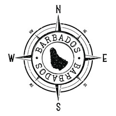 Barbados Stamp Map Compass Adventure. Illustration Travel Country Symbol. Seal Expedition Wind Rose Icon. - obrazy, fototapety, plakaty