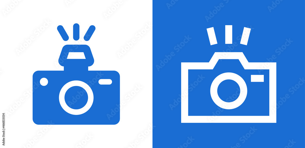 Poster camera with flash icon vector illustration. camcorder symbol