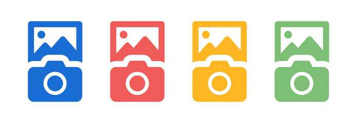 Film camera icon. Photography camera icon in color design.