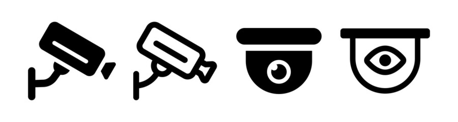 CCTV camera icon set. Security cam icon isolated on white background - obrazy, fototapety, plakaty
