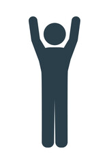 man with arms up