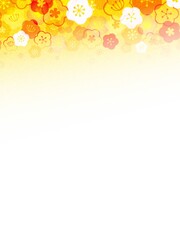 金色の梅の花模様のグラデーションフレーム