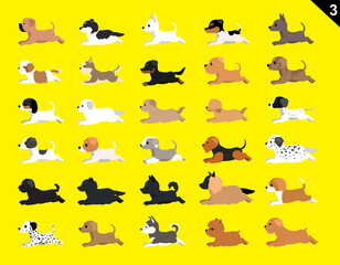 Animal Animation Sequence Dog Various Breeds Set 3 Cartoon Vector