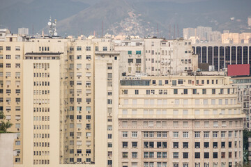 buildings in the center of Rio de Janeiro seen from the top of the Santa Teresa neighborhood in Brazil.