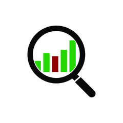 magnifying glass and graph