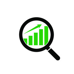 magnifying glass with graph