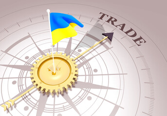 Global business concept. Waved flag of Ukraine