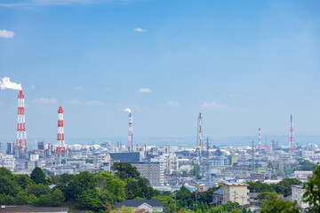 Naklejka premium View from the observatory in Nambu Hill Park, Yokkaichi, Mie, Japan