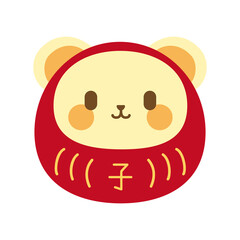 達磨の仮装をしているネズミ　年賀状素材　子年