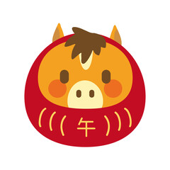 達磨の仮装をしている馬　年賀状素材　午年