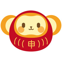 達磨の仮装をしている猿　年賀状素材　申年