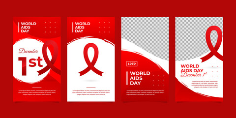 Set of world AIDS day social media story template