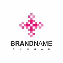 Pixel Sakura Flower Logo Template