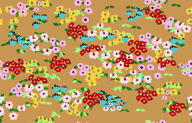 Stylized ornamental floral seamless ethnic textile pattern Design for book cover,background,carpet,wallpaper,clothing,wrapping,Batik,fabric,Vector illustration embroidery style.
