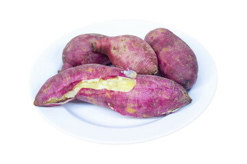 Japanese sweet potatoes in white plated