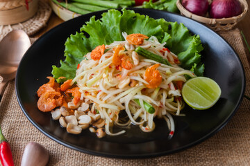 Thai Papaya Salad (Tum Thai), Northeastern Thai food