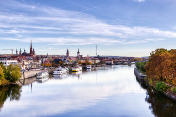 View from Ludwigsbrücke at the river main in Würzburg, bavaria