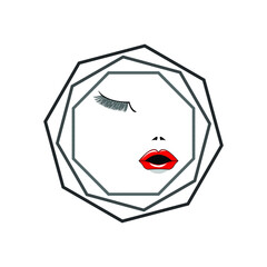 Geometric shape with girl face simple tattoo design.