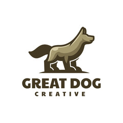 Vector Logo Illustration Dog Simple Mascot Style.