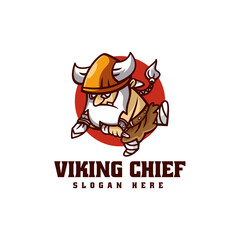 Vector Logo Illustration Viking Mascot Cartoon Style.