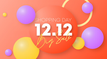 Shopping day background illustration. 12.12 sale web banner of shopping day illustration