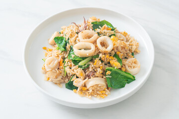 Fried rice with squid or octopus