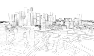 Fototapeta na wymiar City view. Buildings and streets. Vector