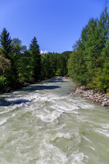 The river on the Oetztal Valley mountain river Oetztaler River Oetz Austria Europe