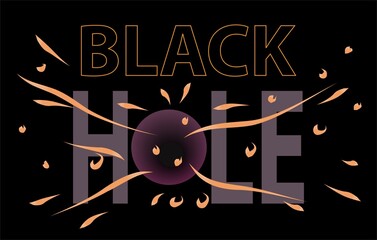 Black Hole Sign and Text Vector Illustration