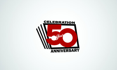 50 year anniversary celebration, book design style black and red color for event, birthday, giftcard, poster-vector