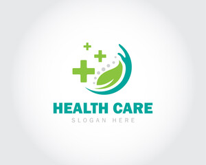 Fototapeta premium health care logo creative nature spine clinic massage hand design concept