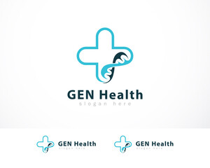 gen health logo creative DNA science clinic hospital plus design creative