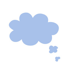 Vector illustration of a blue speech bubble in the shape of a cloud.
