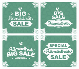 Fototapeta premium Special big sale for ramadhan, STICKERS RAMADHAN big sale, flash sale, banner vector, super sale ramadhan green color