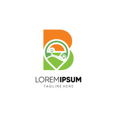 Letter B Map Location Logo Design Vector Icon Graphic Emblem Illustration Background Template