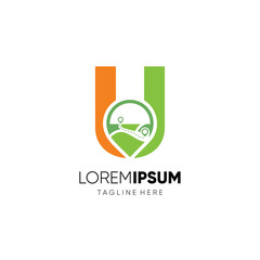 Letter U Map Location Logo Design Vector Icon Graphic Emblem Illustration Background Template