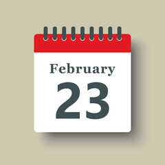 Icon day date 23 February, template calendar page