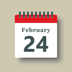 Icon day date 24 February, template calendar page