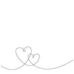 Heart love line drawing vector illustration