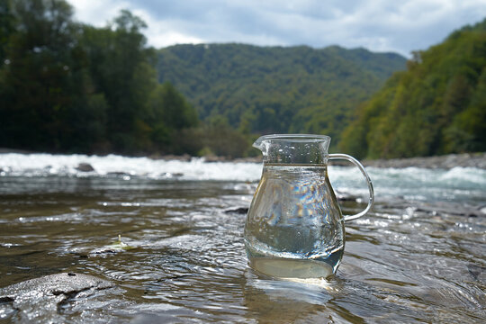 Pitcher of clean river water.