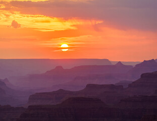 Sunset over Grand Canyon National Park in Arizona