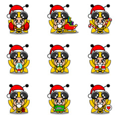 vector cartoon character set mascot costume 
bee cute christmas bundle