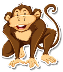 Funny monkey animal cartoon sticker