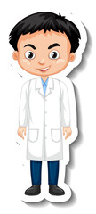 Scientist boy cartoon character sticker