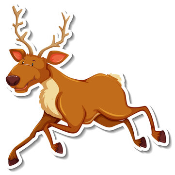 Deer running cartoon character sticker
