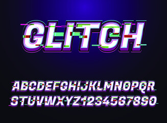 modern purple blue glitch text effect