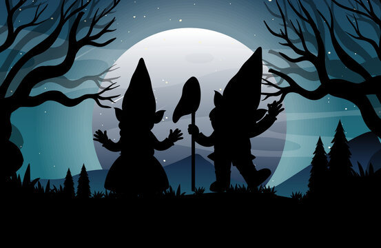 Silhouette background with full moon