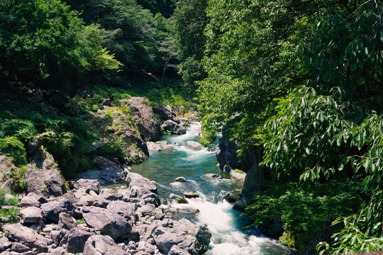 岩の間を流れる川