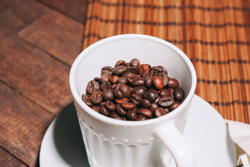 a cup of coffee espresso invigorating drink wooden table