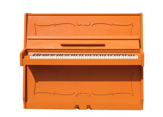 Fototapeta na wymiar An orange colored piano isolated on white background